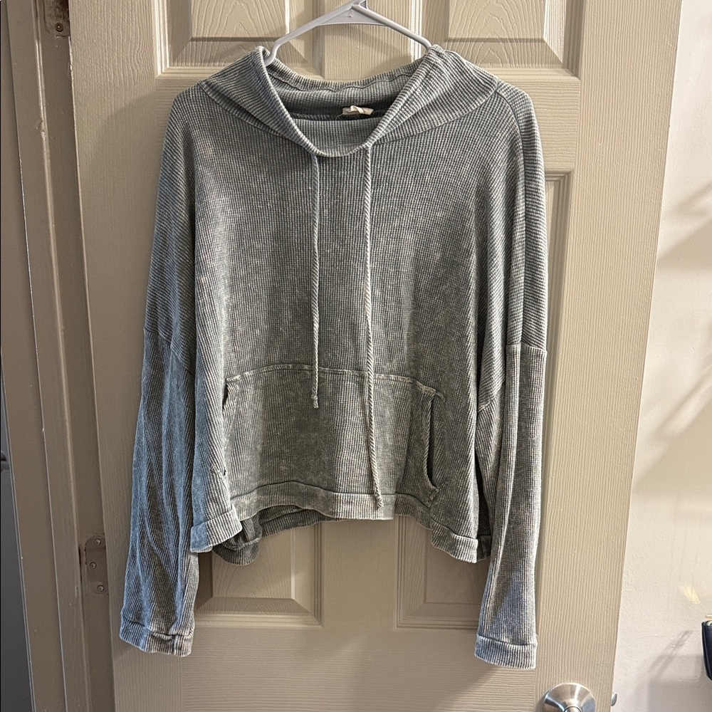 Peach Love California Gray Cowl Neck Sweater